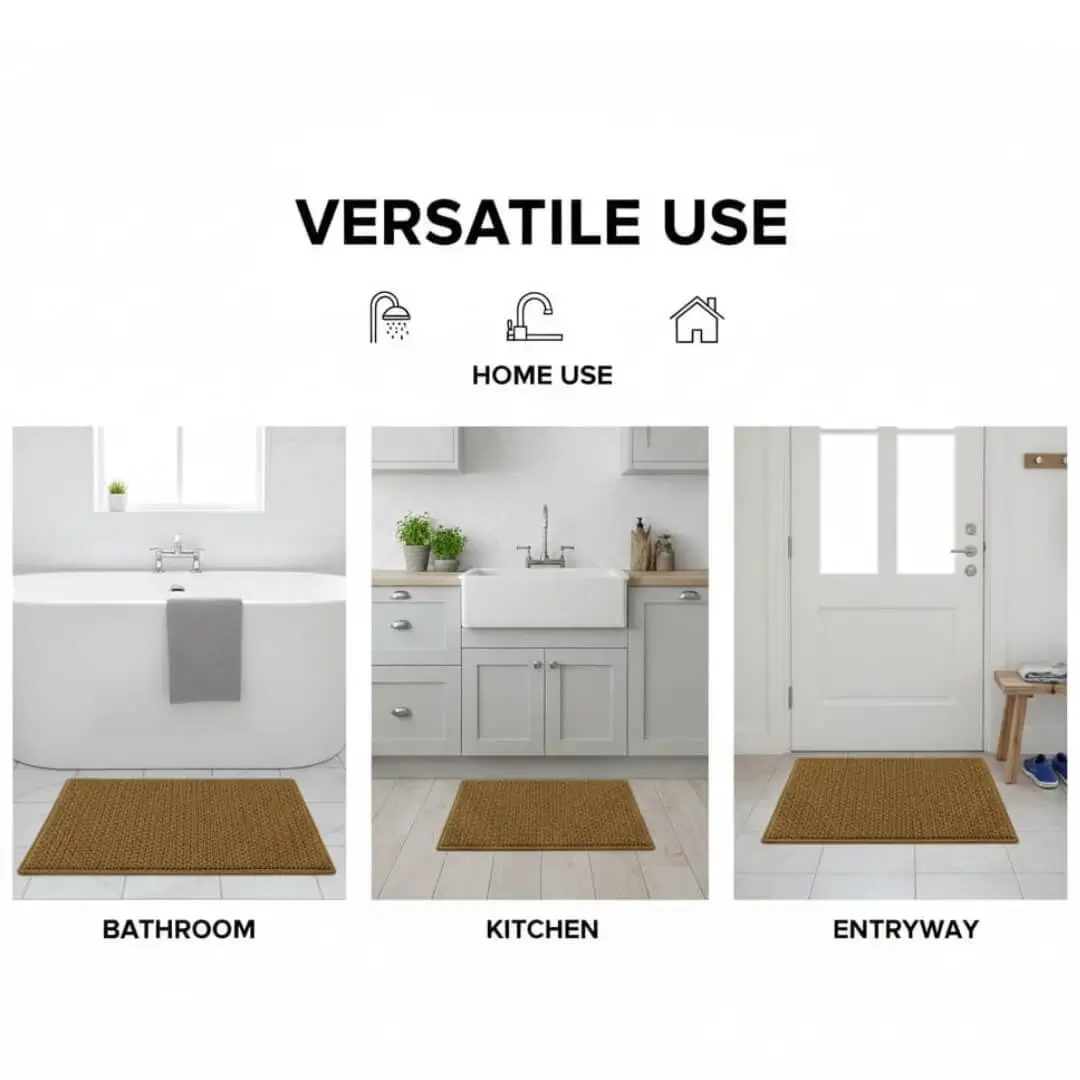 Microfiber Floor Mat (Set of 2) by Saffron Leo (16x24 in) – Quick Dry Anti‑Skid Door Mat | Bathroom Rug — Desert Sand — 16 × 24 in (40 × 60 cm) 3