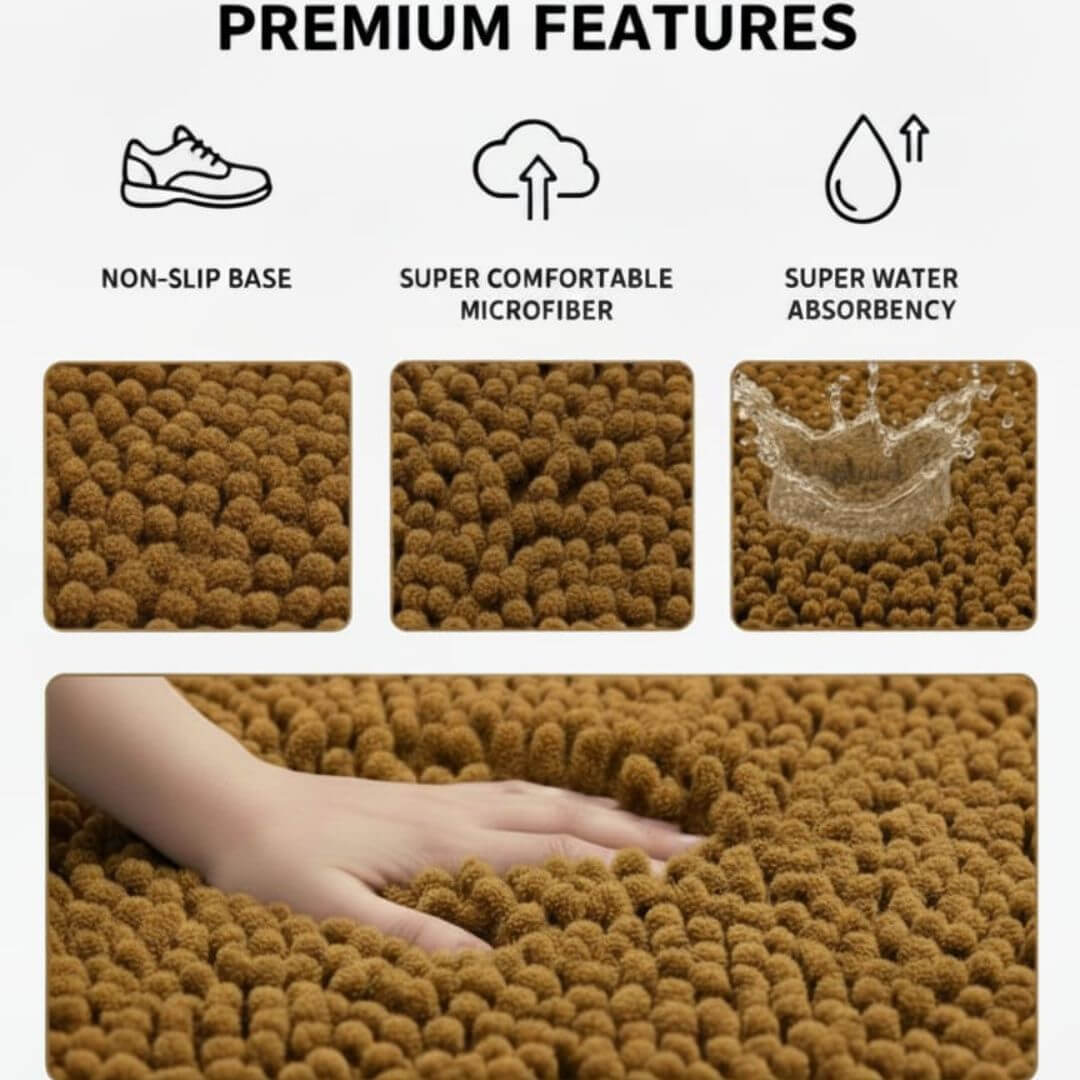 Microfiber Floor Mat (Set of 2) by Saffron Leo (16x24 in) – Quick Dry Anti‑Skid Door Mat | Bathroom Rug — Desert Sand — 16 × 24 in (40 × 60 cm) 5