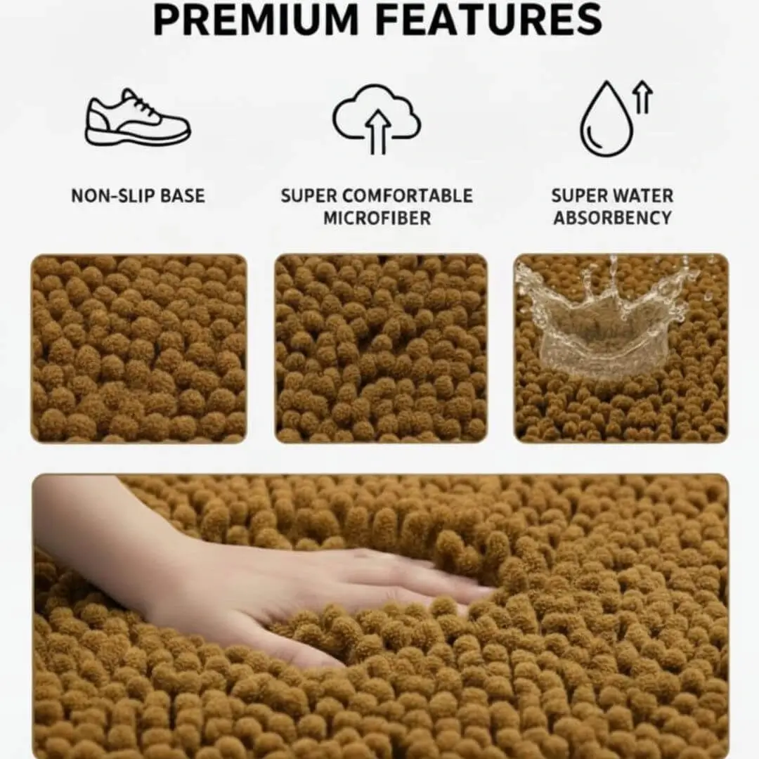 Microfiber Floor Mat (Set of 2) by Saffron Leo (16x24 in) – Quick Dry Anti‑Skid Door Mat | Bathroom Rug — Desert Sand — 16 × 24 in (40 × 60 cm) 5