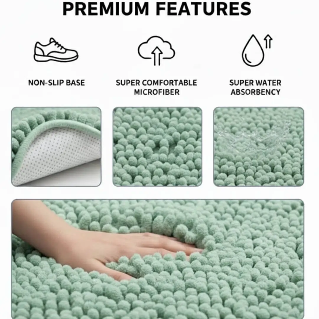 Runner Rug for Bedroom & Hallway by Saffron Leo (24x55 in) – Soft Anti‑Skid Bedside Rug | Floor Carpet — Sage Mist — 24 × 55 in (60 × 140 cm) 4