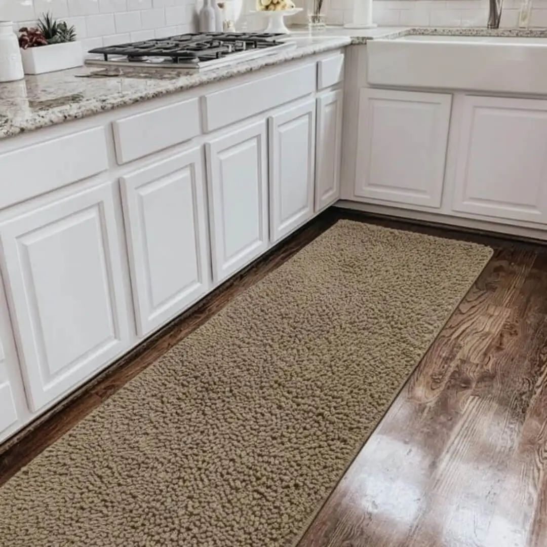 Runner Rug & Floor Mat Combo by Saffron Leo (24x55 + 16x24 in) – Soft Anti‑Skid Bedroom & Bathroom Rugs — Olive Grove — 24 × 55 in 10