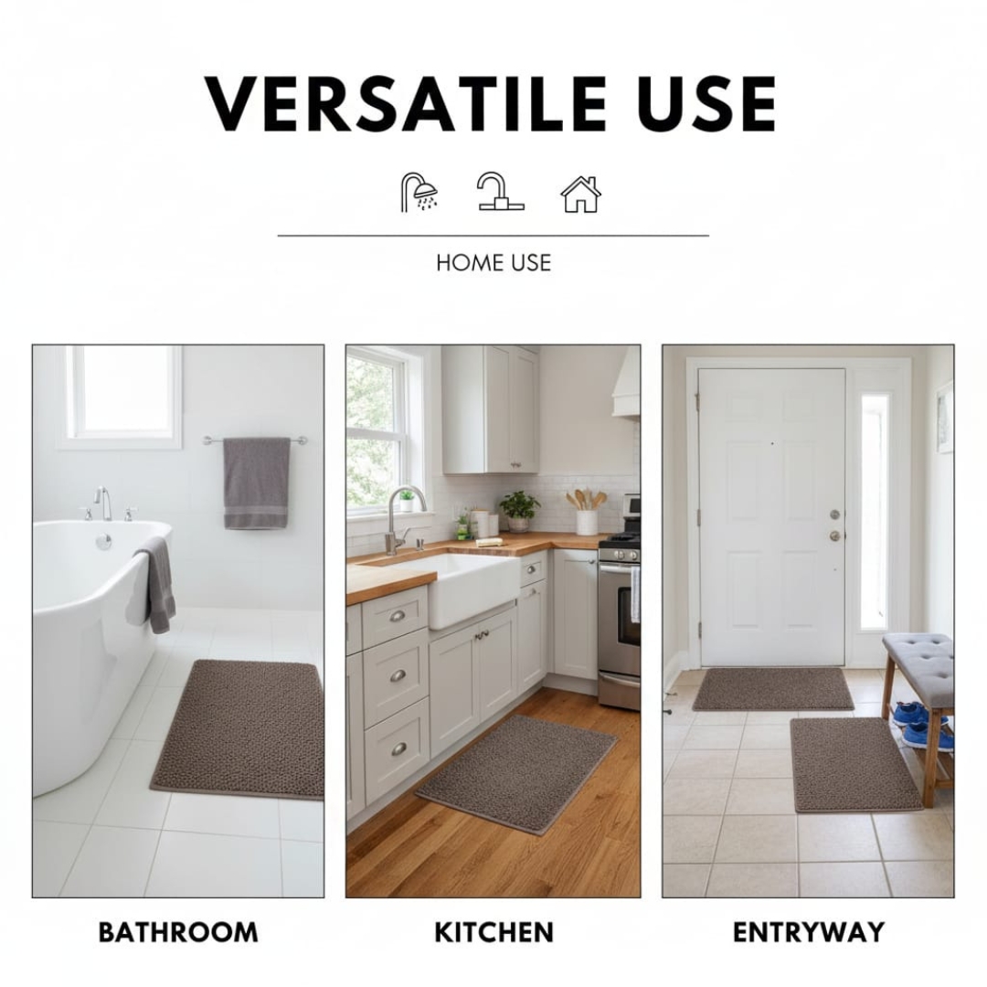 Runner Rug & Floor Mat Combo by Saffron Leo (24x55 + 16x24 in) – Soft Anti‑Skid Bedroom & Bathroom Rugs — Olive Grove — 24 × 55 in 8