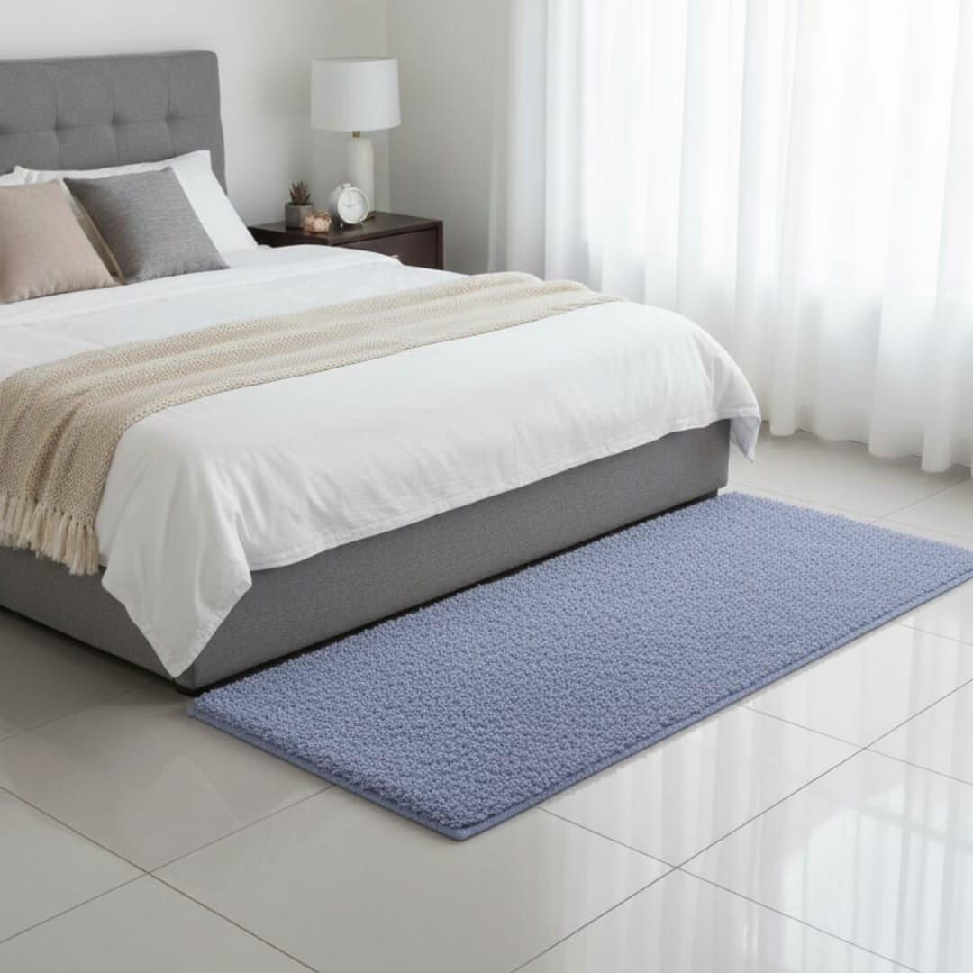 Runner Rug & Floor Mat Combo by Saffron Leo (24x55 + 16x24 in) – Soft Anti‑Skid Bedroom & Bathroom Rugs — Matching textures