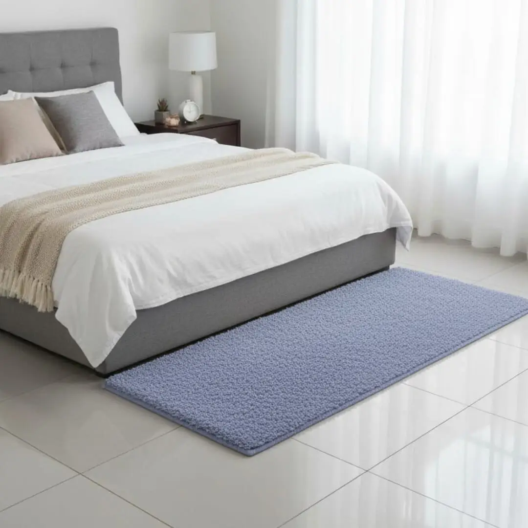 Runner Rug & Floor Mat Combo by Saffron Leo (24x55 + 16x24 in) – Soft Anti‑Skid Bedroom & Bathroom Rugs — Matching textures