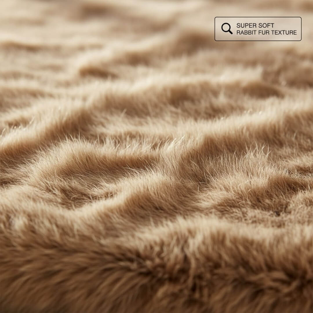 Faux Rabbit Fur Rug by Saffron Leo (55x140 cm) – Plush Bedside Runner Rug for Bedroom | Soft Floor Carpet — Camel — 55 × 140 cm 2