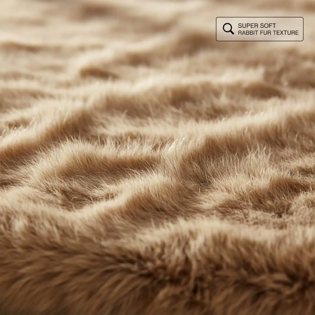 Faux Rabbit Fur Rug by Saffron Leo (55x140 cm) – Plush Bedside Runner Rug for Bedroom | Soft Floor Carpet — Camel — 55 × 140 cm 2