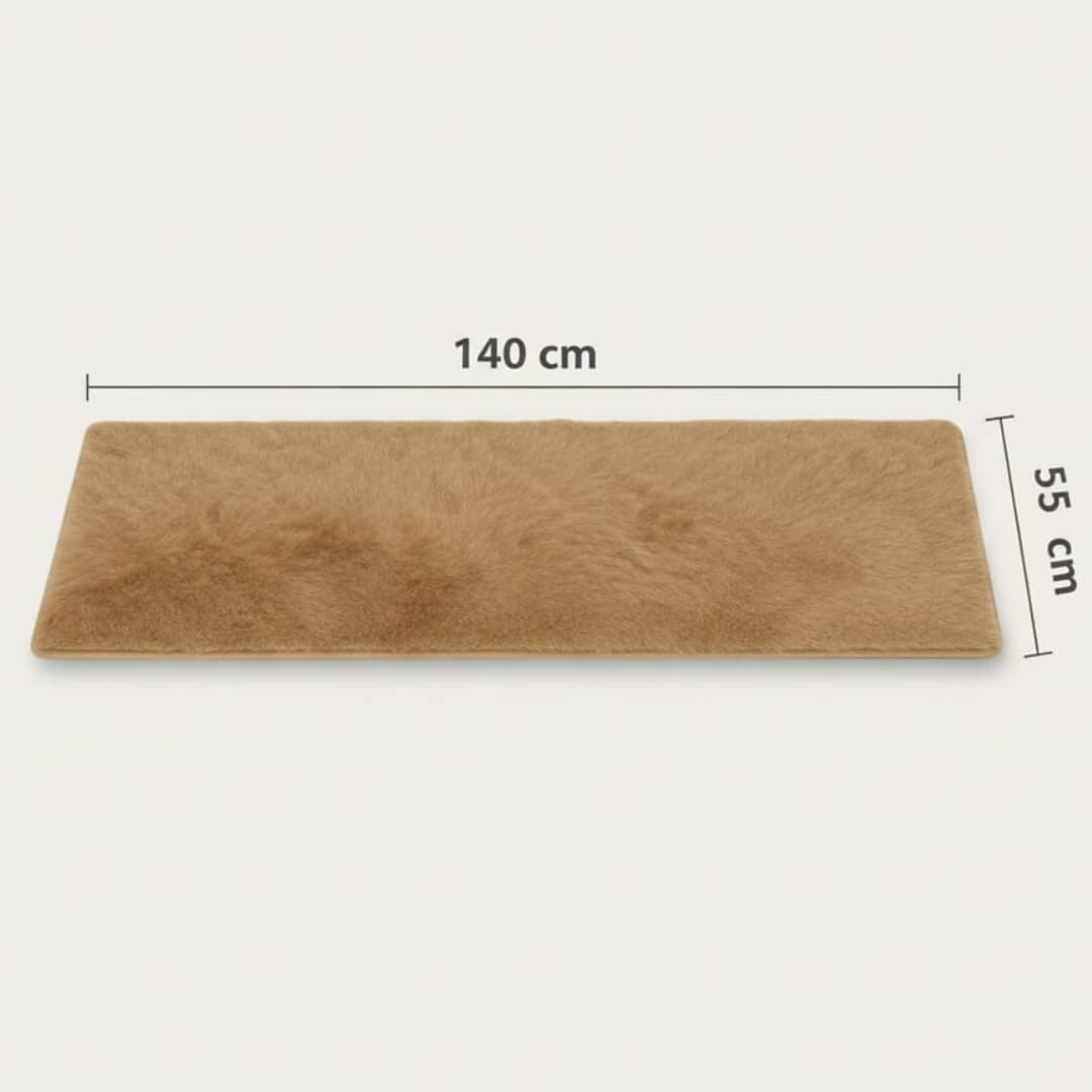 Faux Rabbit Fur Rug by Saffron Leo (55x140 cm) – Plush Bedside Runner Rug for Bedroom | Soft Floor Carpet — Camel — 55 × 140 cm 3