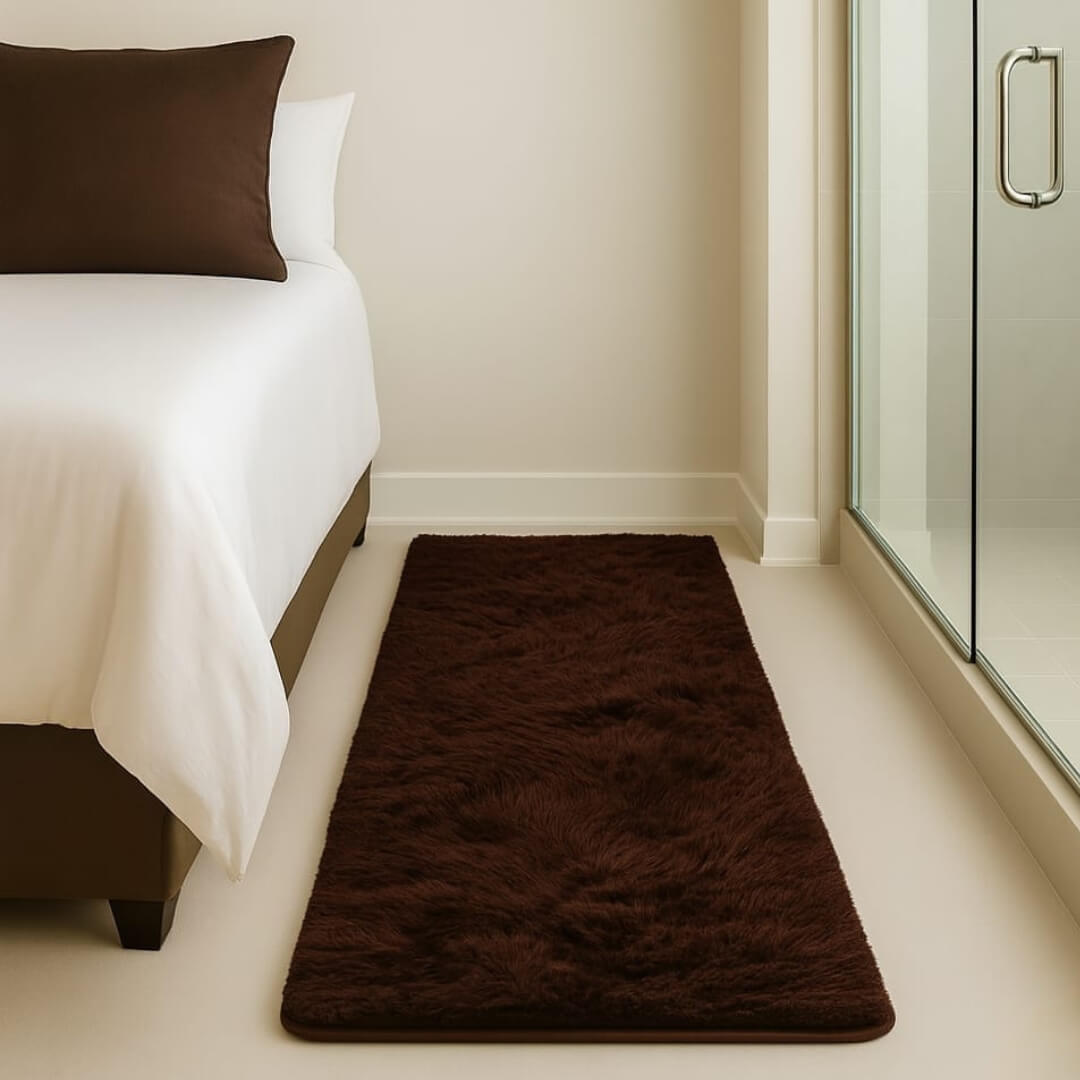 Faux Rabbit Fur Rug by Saffron Leo (55x140 cm) – Plush Bedside Runner Rug for Bedroom | Soft Floor Carpet — PlushFur Rabbit Fur